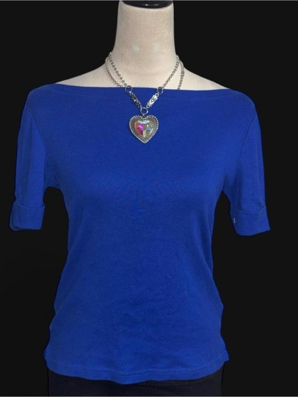 Ralph Lauren Off-Shoulder Short Sleeve Top in Royal Blue